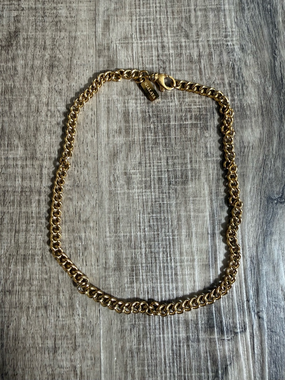 NWOT Nialaya Gold Curb Choker Necklace 14.5”